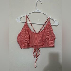 Red and White Striped Swimsuit